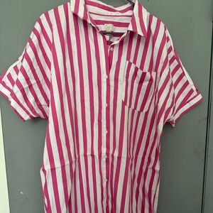 A New Day T-shirt Dress- Pink and White